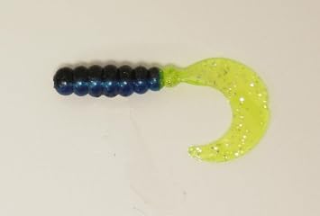 Big Bite Baits 2' Fat GRUB/Black/Blue/CHARTREUSESILVER (10 Pack)