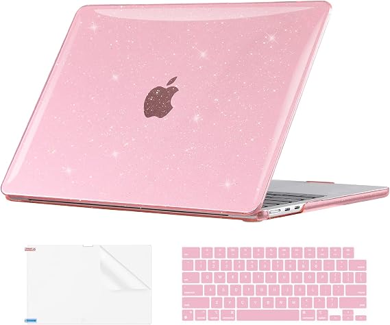 EooCoo Case for MacBook Air 15 inch M5 M4 M3 M2 2026-2023, Sparkly Pink