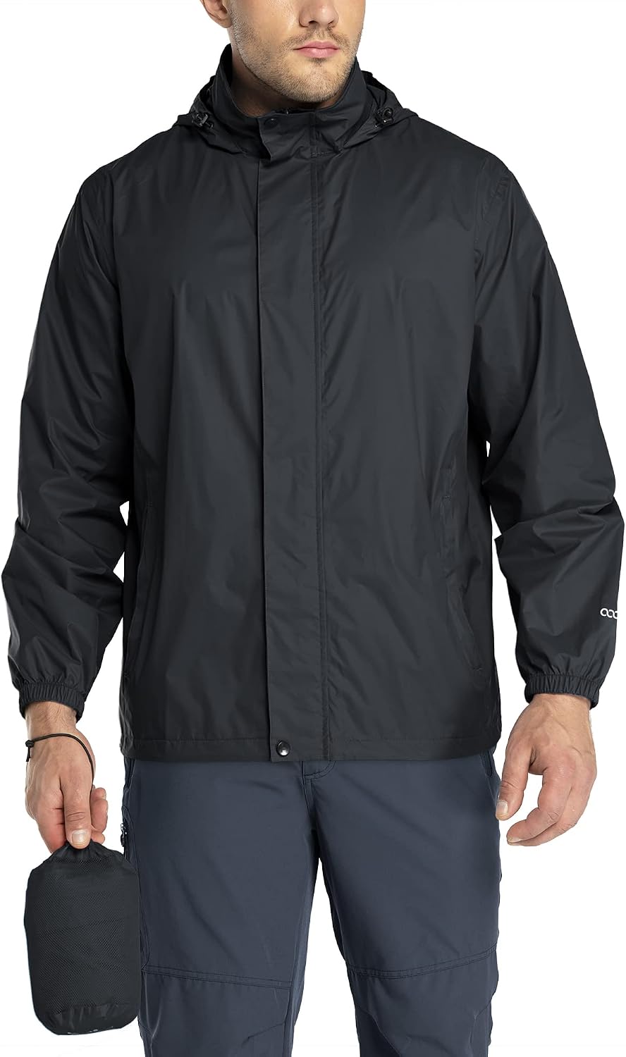 33,000ft Men's Lightweight Waterproof Outdoor Jackets Windproof Rain Shell Jacket Packaway Hooded Raincoat for Golf Fishing Cycling