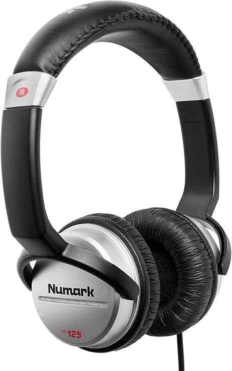 Numark HF125 Compact Recording and Monitoring DJ Headphones with 6ft Cable, 40mm Drivers for Extended Response, Closed-Back Design for Sound Isolation