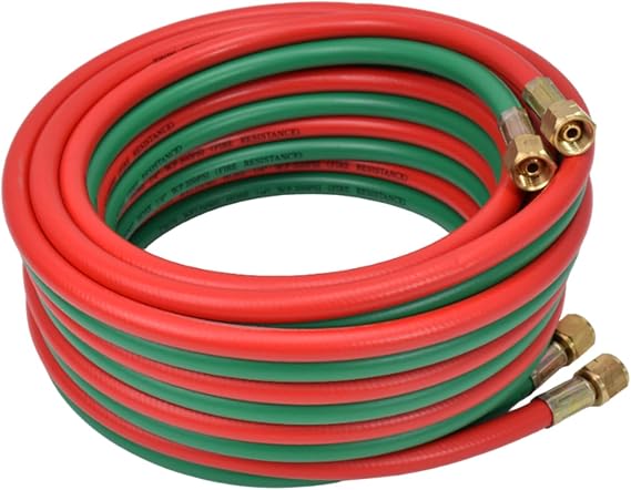 Oxygen Acetylene Hose,1/4 Inch 9/16"-18 B Fittings Oxy Acetylene Cutting Torch Hoses,Welding Cutting Torch Twin Hose,300PSI (50FT)