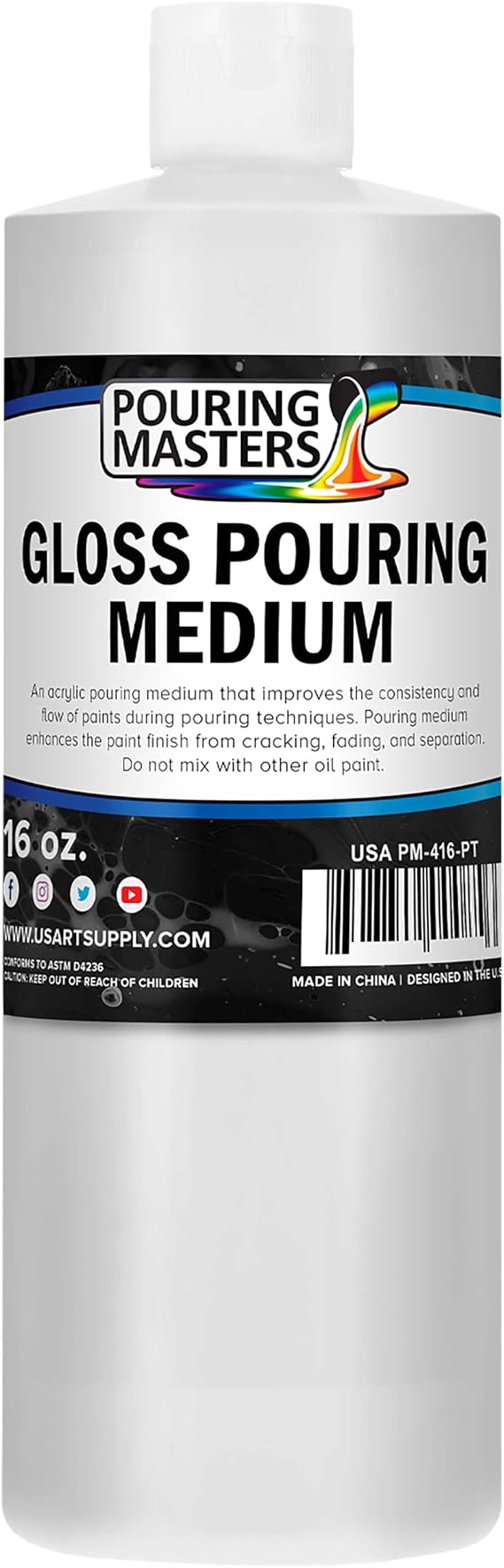 U.S. Art Supply Professional Gloss Pouring Medium 16oz (Pint)