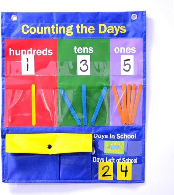 Counting Caddie and Place Value Pocket Chart for Classroom Home School Kindergarten/Morning Meetings & Math Lessons