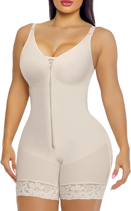 YIANNA Fajas Colombianas Moldeadoras Postpartum Shapewear Tummy Control for Women Butt Lifter Body Shaper with Zipper Crotch