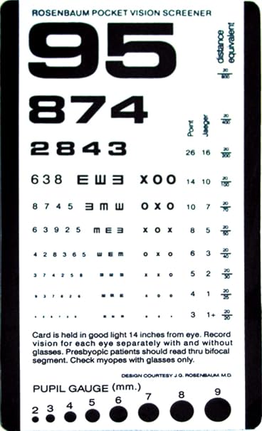 Graham-Field Pocket Size Plastic Eye Chart, 6 3/8" x 3 12", 1 Count (Pack of 1)
