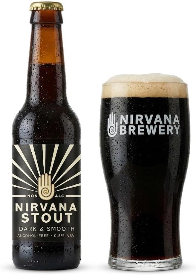 Nirvana - Dark & Smooth Stout (12 x 330ml bottle) Alcohol Free 0.5 ABV | Notes of Cocoa, Coffee and Caramel | Vegan | Premium Zero Alcohol Stout |