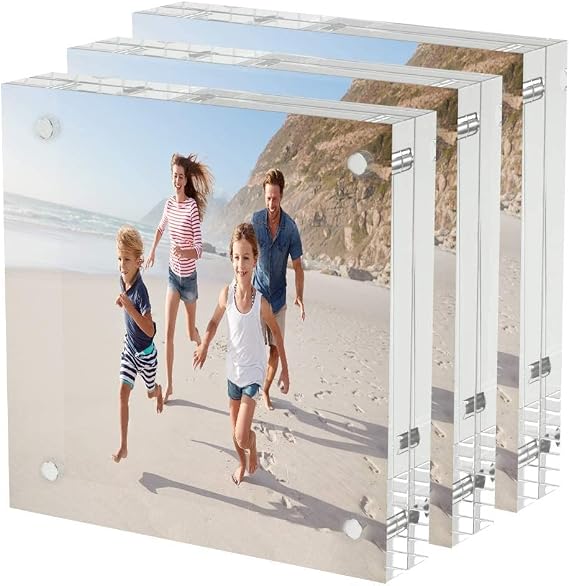 AITEE 4x4 Acrylic Picture Frames 3 Pack, Clear Picture Frames,20% Thicker