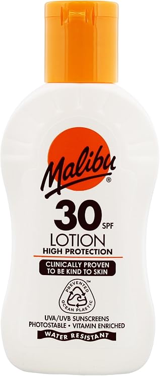 Malibu Sun SPF 30 Lotion, High Protection Sun Cream, Moisturising Body Lotion with Vitamin E and Aloe Vera, Water Resistant, 100ml