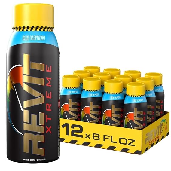 Steel Revit Xtreme Energy Drink Blue Raspberry, 375mg Caffeine, 8 Oz, 12 Ct
