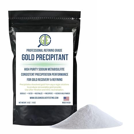 Gemtone Gold Precipitant, High Purity Sodium Metabisulfite, Professional Refining Grade, for Gold Recovery, Available in 8 oz and 16 oz (8 Ounces)