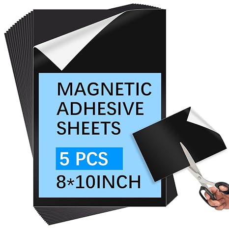 5PCS Cuttable Magnetic Sheets 8X10 INCH with Adhesive Backing Flexible Peel and Sticker Magnet Sheets for Crafts