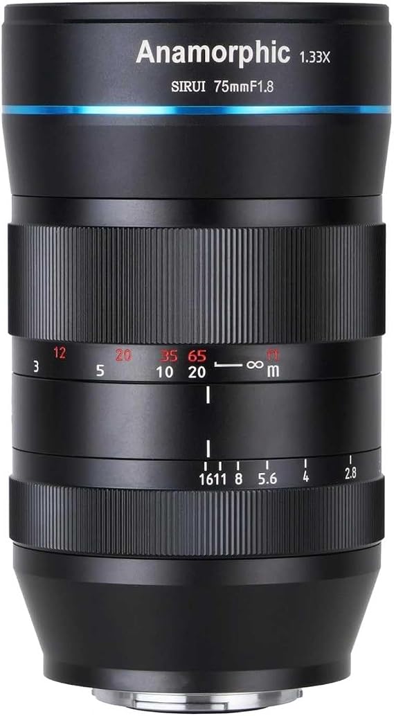 SIRUI 75mm F1.8 1.33X APS-C Anamorphic Lens for EF-M Mount, Blue Flare