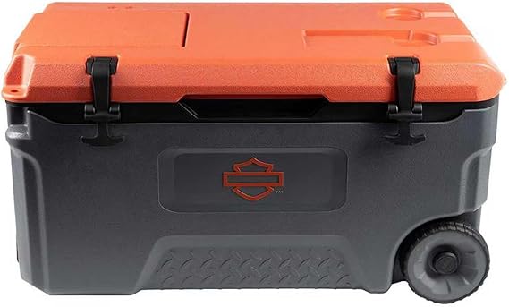 Harley-Davidson 52 Qt. Bar & Shield Fully Insulated Wheeled Cooler, Gray/Orange
