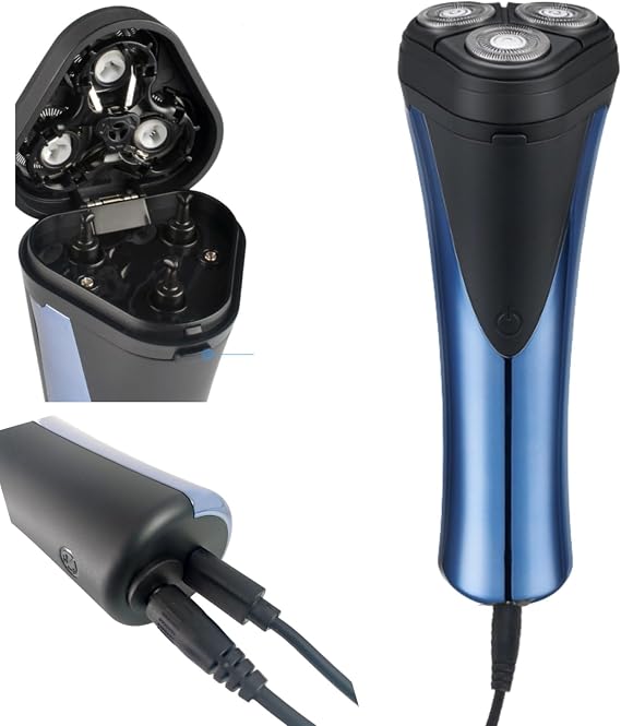 Corded Electric Razor for Men,Face and Bald Head Close Shave,3 Head Rotary Shaver,Self Baldhead Trimmer for Mens,Bold Hair Stubble Beard Clipper,10W Power,Cord or Cordless Use