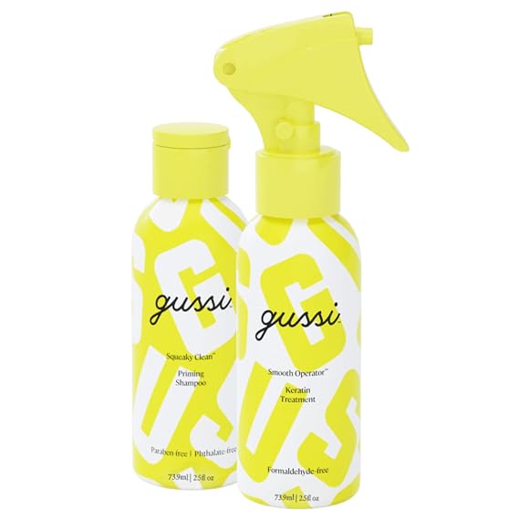 Gussi Hair Keratin Treatment Kit - Repair Mask for Damaged or Frizzy Hair, Priming Shampoo