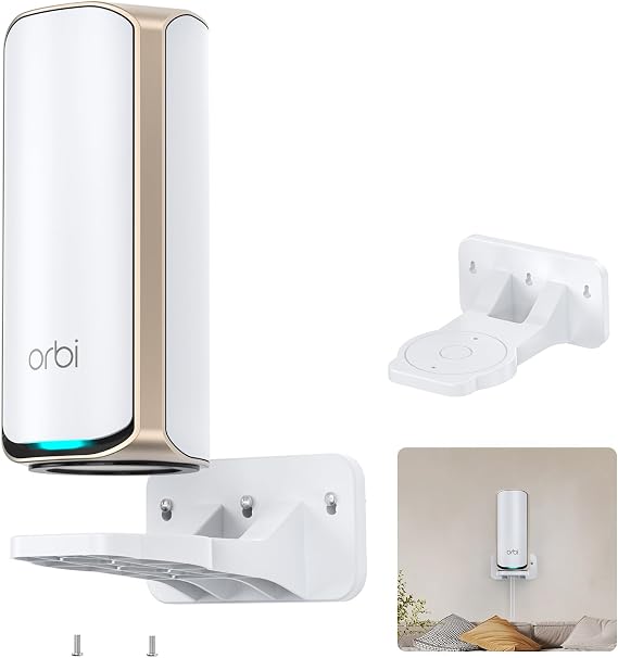 SURVADV Wall Mount Holder for Netgear Orbi WiFi 7 Router, 1-Pack | Fits Orbi 970 870 770 Series & Nighthawk WiFi 7 Mesh System, Secure Router Shelf to Save Space & Boost Signal (RBEWMB-10000S)