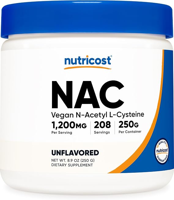 Nutricost N-Acetyl L-Cysteine (NAC) Powder 250 Grams, Gluten-Free, GMO-Free