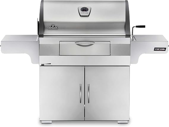 Napoleon Stainless Steel PRO 605 Charcoal Professional BBQ Grill - PRO605CSS - Professional Style Charcoal Barbecue Grill, Full Size Cart Model Charcoal BBQ, Smoker Charcoal BBQ
