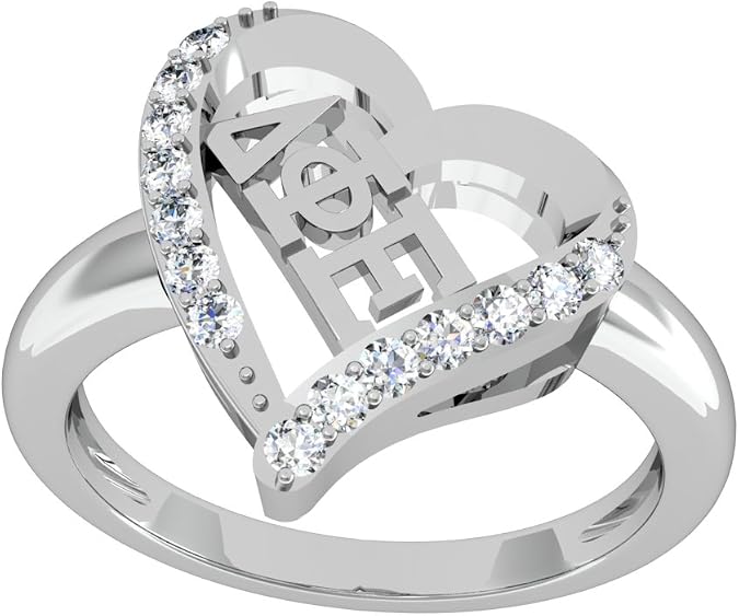Delta Phi Epsilon Heart Silver Ring