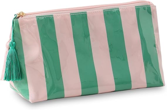 DYSHAYEN Striped Makeup Bag, Pink-Green