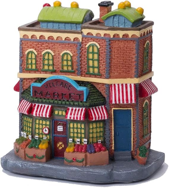 Christmas Village House with Light, Light up Market Scene Holiday Decor Building