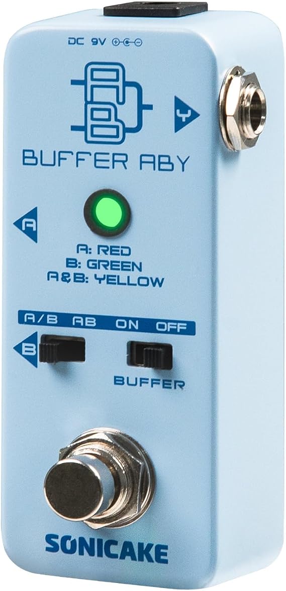 SONICAKE ABY Guitar Pedal, Mini AB Switcher with Buffer Switch, Ab Box Line Selector Guitar Effects Pedal, True Bypass - Buffer ABY