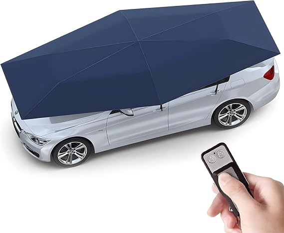 Fully Automatic Electric Car Umbrella, 4.2m/4.8m/5.2m Universal Foldable Car Sunshade, for Sedan SUV MPV Vehicles, Battery Powered Blue-4.2m