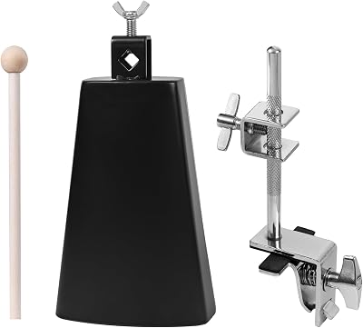 7 inch Cowbell And Cowbell Clamp For Drum Sets, Adjustable Standard Drum Cowbell Mount with Drum Stick