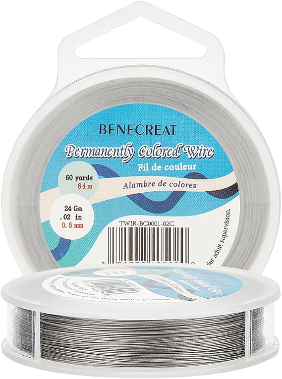 BENECREAT 180-Feet 0.02inch (0.5mm) 7-Strand Bead String Wire Nylon Coated Stainless Steel Wire for Necklace Bracelet Beading Craft Work