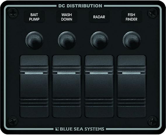 Blue Sea Systems 8372 Water Resistant Circuit Breaker Panel 4 Position-Black