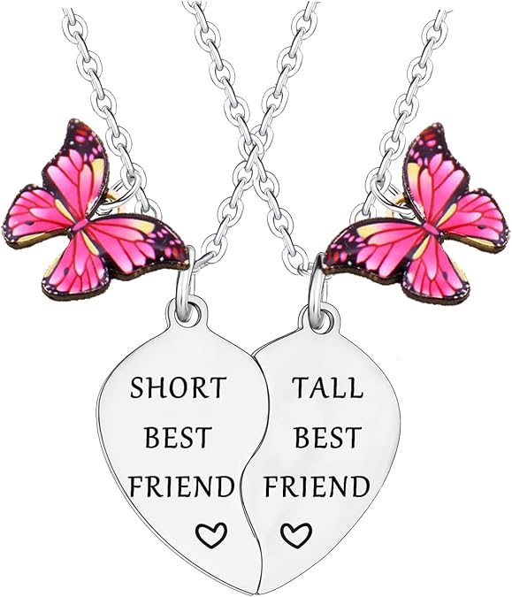 YEEQIN Funny Friendship Necklace Friendship Gifts For Friends 2Pcs Friend Heart Matching Necklace Set For Bestie Christmas Birthday Gifts For Friends