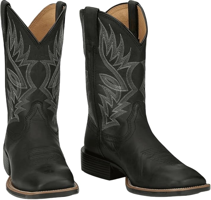 Justin Zeke 11" Western Boots for Men - Premium Leather Cowboy Footwear with Classic Stitch Design and Durable Outsole