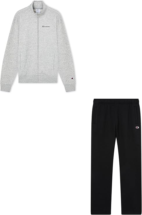 CHAMPION Men's Fleece tracksuit, set of full-zip sweater and straight hem joggers, front pockets and printed logo