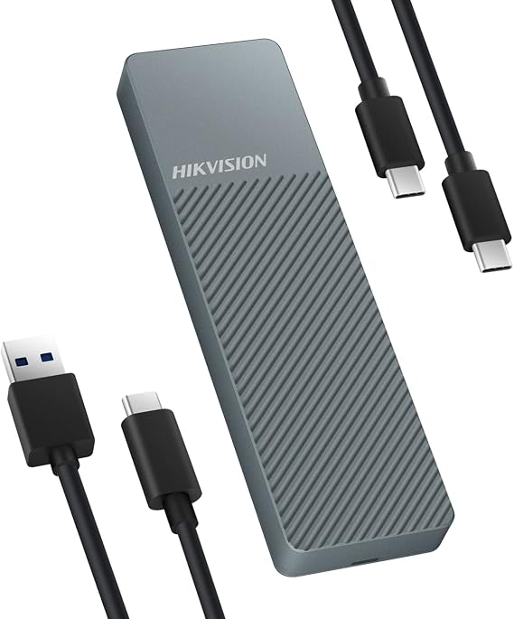 Hikvision M.2 NVMe and SATA SSD Enclosure Aluminum, RTL9210B Chips, 10Gbps USB 3.1 Gen2, M.2 NVMe SSD Enclosure Support UASP Trim for PCIe M, B+M Keys Size 2242/2260/2280 SSD,Gray