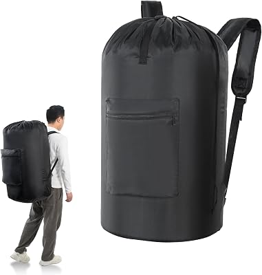 OTraki Large Laundry Backpack 100L Heavy Duty Hamper Bag with Adjustable Shoulder Straps pocket Handle Drawstring Closure for College Dorm Travel Oxford Fabric Washable laundry bag backpack Black