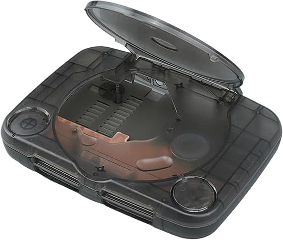 Replacement Console Case Transparent Color Console Case Retro Video Game Case - Compatible with PlayStation 1(Transparent Black)