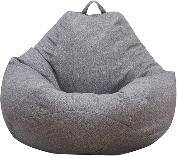Large Bean Bag Chair Sofa Cover (No Filler) Comfortable Outdoor Lazy Seat Bag Couch Cover Without Filler for Adults Kids Soft Tatami Chairs Covers for Home Garden Living Room (Grey, 3.3 x 3.9 ft)
