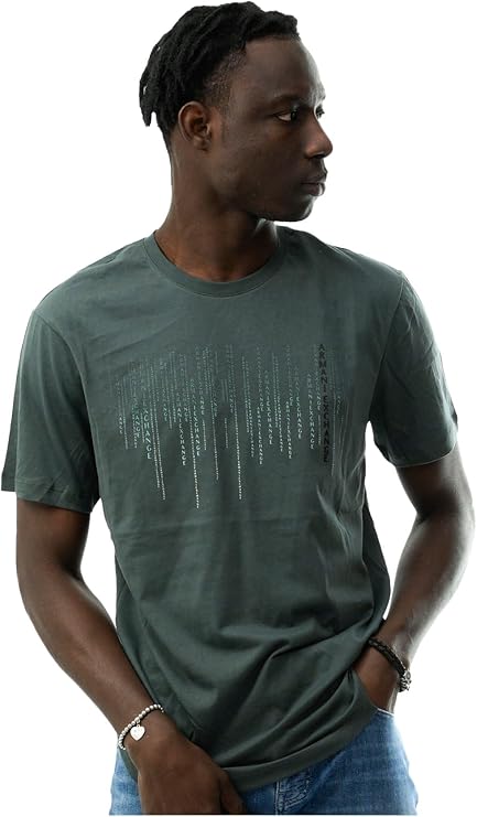 Armani Exchange Men's Regular Fit Cotton Digital Letter Logo Tee T-Shirt