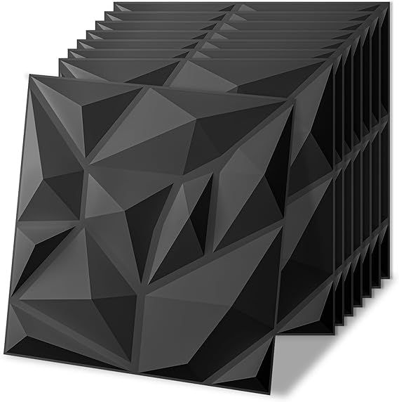 Art3d 20 Pieces 3D Wall Panels Black - Backdrops for Home, Store, Office, TV - 12x12 CM, Model # A10221BK