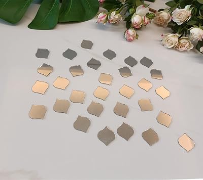 Set of 100 Arabesque Glass Mirror Mosaic,Mosaic Supplies,Craft Supplies,Mosaic Part Real Glass Mirrors Silver Mirror
