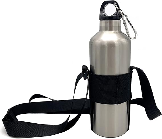 Wanty Water Bottle Carrier Sling Water Bottle Holder with Adjustable Shoulder Strap for Walking Short Hiking, Elastic Fastening Strap Fit for 12-40Oz (Exclude Water Bottle) (1 Elasticated Band)