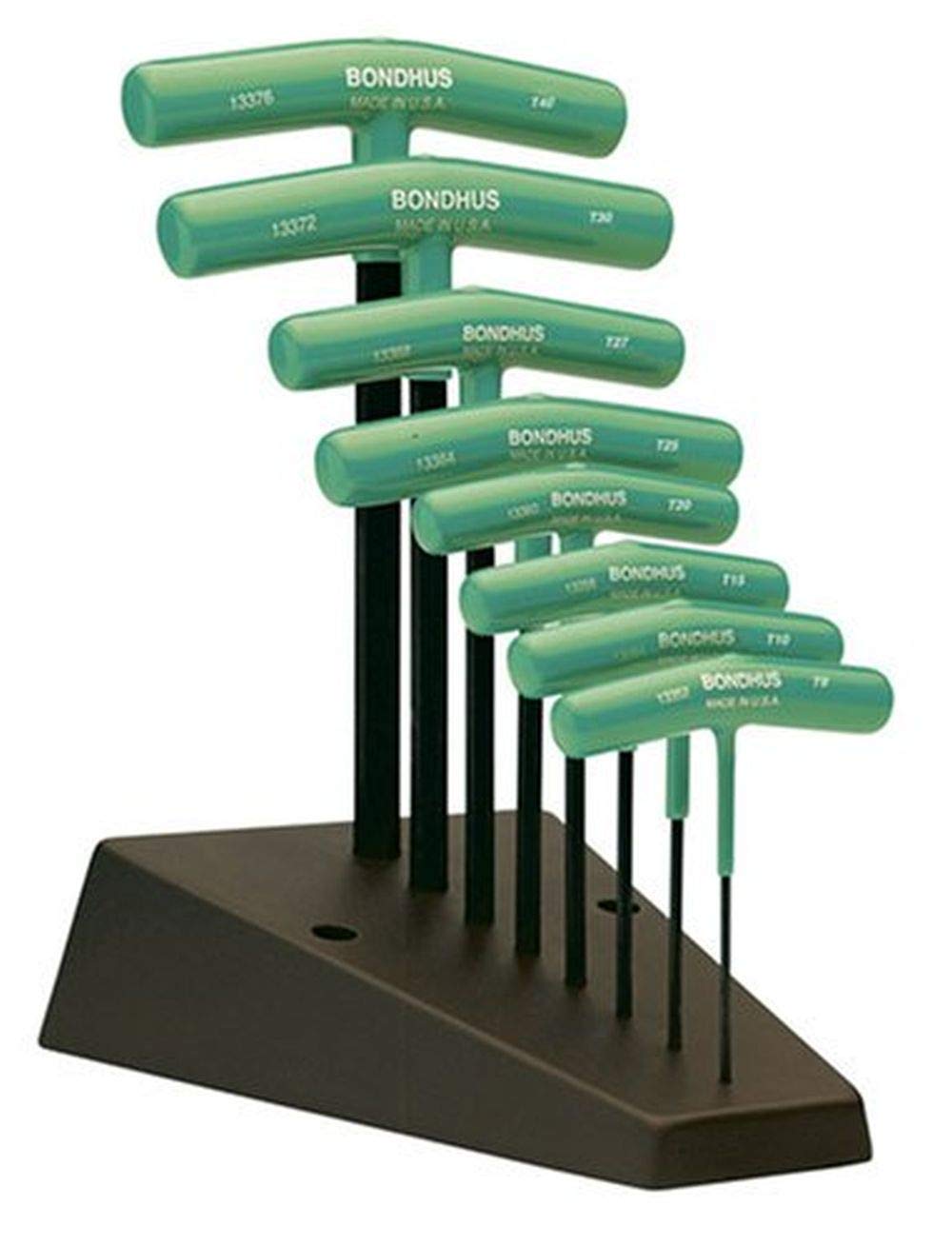 Bondhus 33034 Set 8 Torx T-Handles - Graduated Length - T9-T40 with Stand