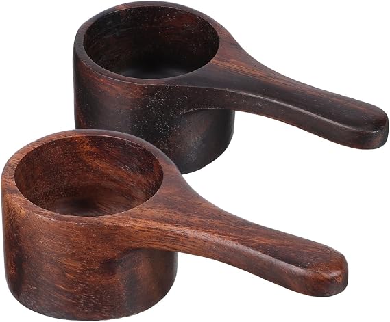 Yardwe Coffee Scoop 2 Pcs, Wooden Mini Measuring Spoon 3.93 x 1.96 x 1.57 Inch for Ground Coffee, Beans, Milk Powder, Tea and Spice