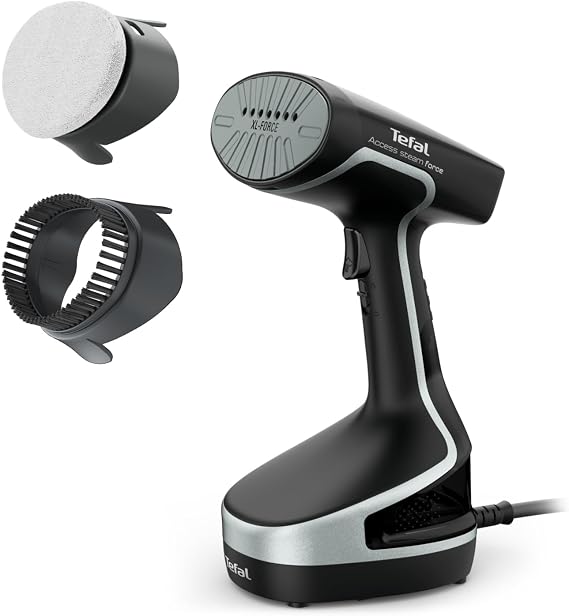 Tefal Access Steam Force Handheld Clothes Steamer, Black and Silver