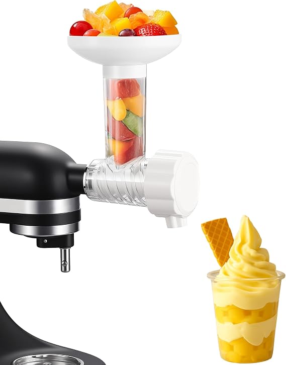 HOMGEN Ice Cream Maker Attachment for KitchenAid Stand Mixer - Frozen Yogurt and Sorbet Maker - Gelato Sorbet Maker - Healthy Frozen Fruit Ice Cream Maker - Soft Serve Dessert Machine,Dishwasher Safe