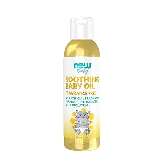 NOW Baby, Soothing Baby Oil, Fragrance Free, 4-Ounce