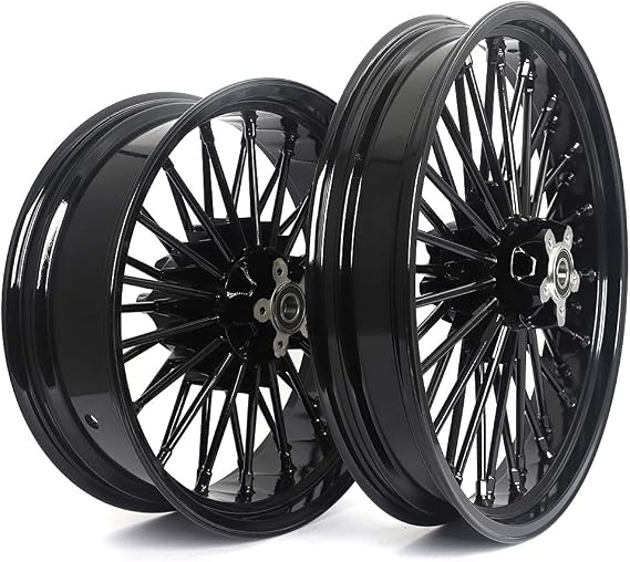 TOFR 21x3.5 18x5.5 Fat Spoke Wheels Black For Harley Softail Choppers 06-20