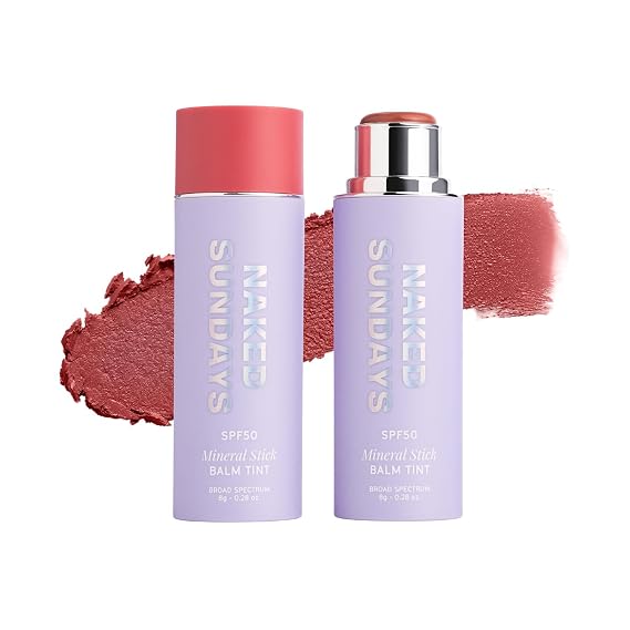 Naked Sundays Peptide Glow Mineral Balm SPF 50 Blush Stick, Dusty Rose