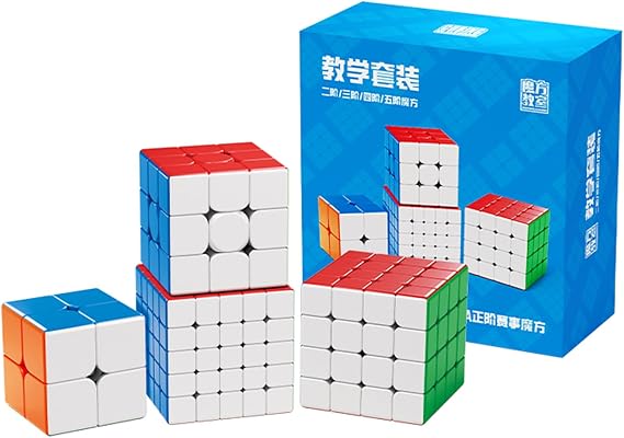 Moyu Meilong 2x2 3x3 4x4 5x5 Educational Cube Set Stickerless Speed Cubes Bundle Gift for Children Adults 4 Pack