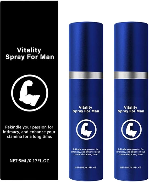 Men's Enhancement Spray Premium Intimate Wellness Formula, 5ml (0.17fl.oz), Blue Metal Canister, Extended Duration Support for Performance & Vitality (2p)